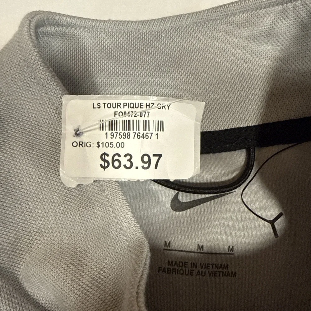 Nike Men's Med Tour Pique 1/2 Zip LS Golf Vented Pullover FQ0472-077‎ MSRP $105